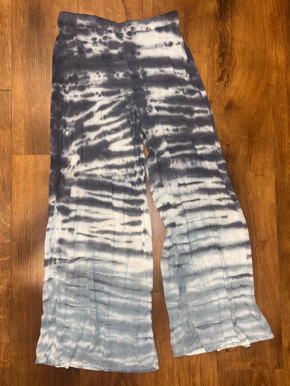 Tie-Dye Wide Leg Flowy Pants - blue grey black and white - Picture 2 of 4